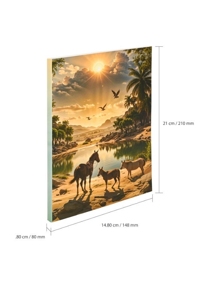 FIS® Soft Cover Notebook, A5 Size(148x210mm), 96 Sheets, Single Line Ruling, White Paper, Packet of 5 Pieces, Sun Rise View in Safari Cover Design 4-FSNBSCA596D4 - Image 3